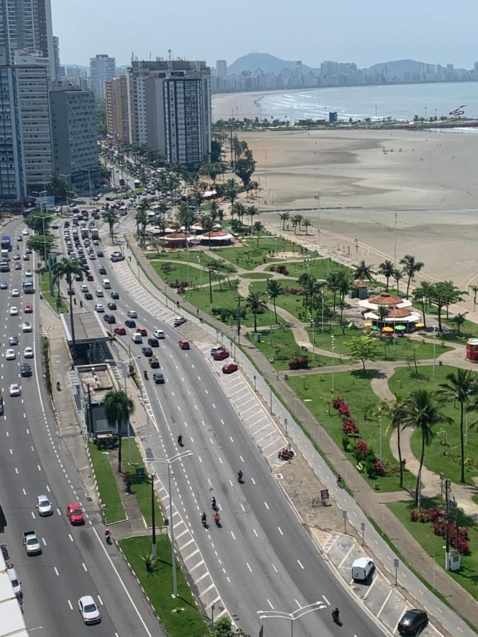 Sao Vicente Itarare Predio Frente Mar Apto Fundo Vista Parcial Exterior foto